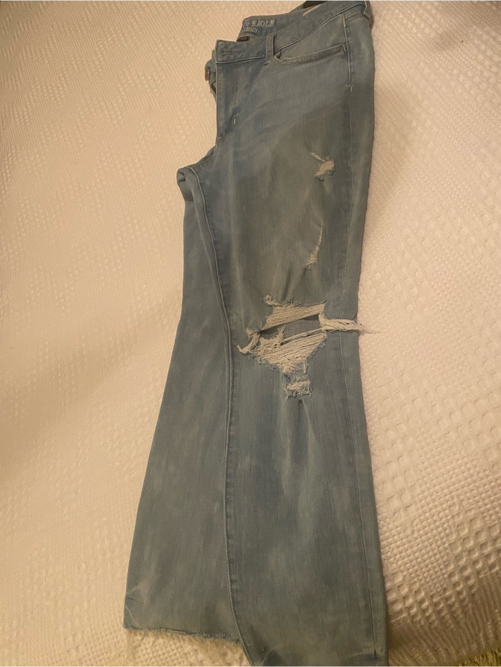American Eagle Outfitters Light Blue Distressed Flare Jeans